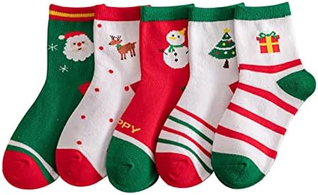 Mališan Bebu Božić Čarape 5 Para Iz Crtića Božić Stil Obrazac Vunene Carape Uniseks Zime Toplo Bozic, Šarene