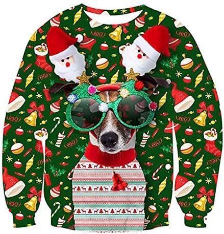 BHSJ Žena je Sretan Božić Otisak Duge Rukave Puloveru Majicu Mode Toplo Rundu Vrat Najviše Opušteno Džemper