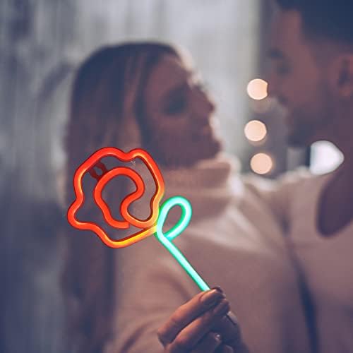 Doveo Rose Cvijet Neon Stanju Lampu Zid Visi Romantično Ozračje Raspored 5.5x11inch Neonski znak za Kul